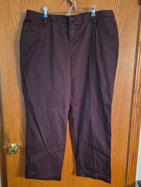 CJ Banks Wrinkle Free Chocolate Brown Pants Slacks Sz 16W Petite